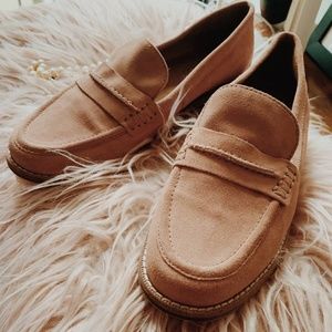 Madewell Pink Suede Elinor Loafers